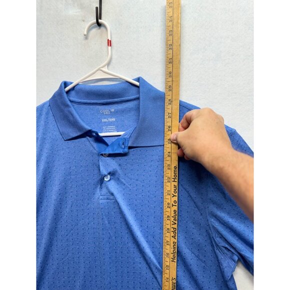 Cool 18 Pro Lightweight Short Sleeve Polo Blue Textured Design Size XXL - Picture 5 of 6